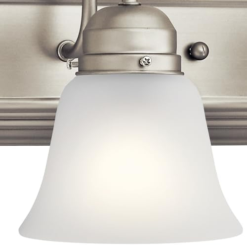 Kichler 36" 5-Light Vanity Bath Light in Brushed Nickel, Modern Bathroom Light with Clear Satin Etched Glass, (36" W x 8" H), 5339NIS - color: Brushed Nickel, size: 36"
