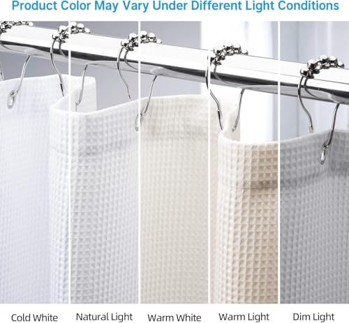 AmazerBath White Shower Curtain 72x74 Inches, Waffle Shower Curtains for Bathroom, Cloth Shower Curtain Fabric Heavy Duty 240GSM, Thick Bathroom Shower Curtains Hotel Quality, Premium Polyester - color: White, size: 72"W x 74"L (Pack of 1)