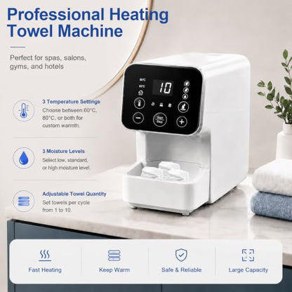 Hot Towel Dispenser for Face, IMENE 3 Temp & 3 Moisture Hot Towel Warmer & Hot Face Towel Dispenser, Large Towel Heater Machine, Keep Warm, 50 Compressed Towels for Home, Bathroom, Spa, Barber, Salon