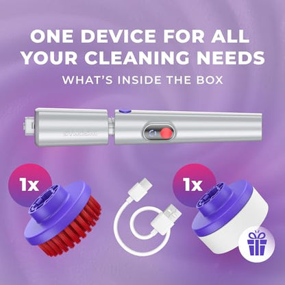 SYNOSHI PRO Electric Spin Scrubber Cordless Cleaning Bathroom Scrubber | Waterproof Shower Cleaning Brush with Adjustable Angles, 2 Speed, 180Min Work Time for Floor, Bathtub, Kitchen, Car, Tub