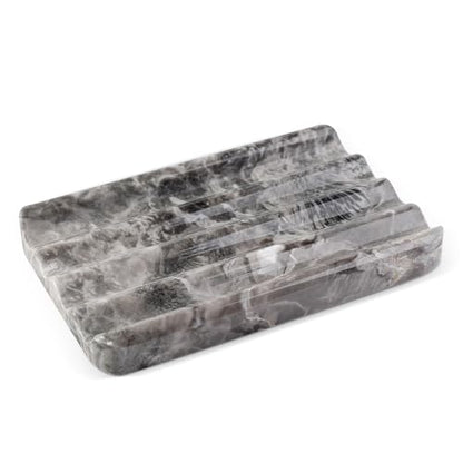 Karibiber Marble Soap Dish, Bar Soap Holder Shower, Brown Soaps Saver with Water Ripple Design, Easy Cleaning Stone Sponge Holder for Kitchen Sink，Bathroom, Executive Natural Stone Soap Tray - color: Arabescato Orobico(brown）