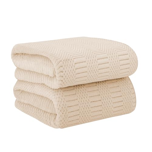 JML Microfiber Bath Towels, Camel, 30" x 60", Set of 2 | Hanging Hook, Lint Free, Oversized, Soft, Super Absorbent, Fast Drying, Use for Sport, Fitness, Yoga, Diamond Cross Grid - color: Diamond Cross Grid Camel, size: 2 Pack (30 in x 60 in)