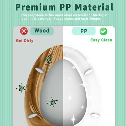 Toilet Seat Elongated, Toilet Seat Oval 18.5 Inch, Soft Close, PP Material, Easy Clean and Safe, No Yellow, White, 2 Pack - color: White, size: Elongated 18.5inch 2 PACK