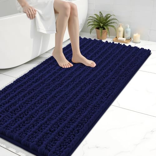 Arotive Bathroom Rugs Mat 40x24, Soft Absorbent Chenille Shaggy Bath Mat | Navy, Machine Wash Dry, Bath Rugs for Bathroom Floor, Tub and Shower, Home Decor Accessories - color: Navy, size: 40" X 24"