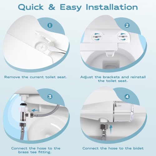 Ultra-Slim Bidet Dual Mode Bidet Attachment for Toilet, Bidet Toilet Seat Attachment with Pressure Controls(Feminine/Posterior Wash),Easy to install Design Non-Electric Bidet