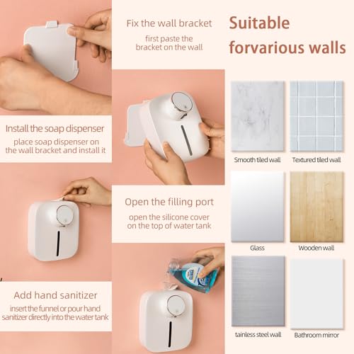 Automatic Soap Dispenser Touchless,Soap Dispenser for Kitchen Sink,Foaming Soap Dispensers-Rechargeable, Adjustable Foam Volume with Digital Display & Temperature Monitoring (Pink) - color: Pink