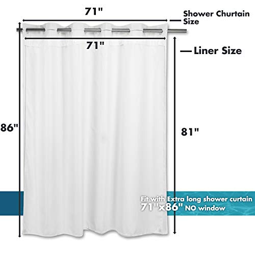River Dream Extra Long Snap in Shower Curtain Liner Replacement, with Magnets (70 x 81, Fabric) - size: 70"W x 81"L (Pack of 1)