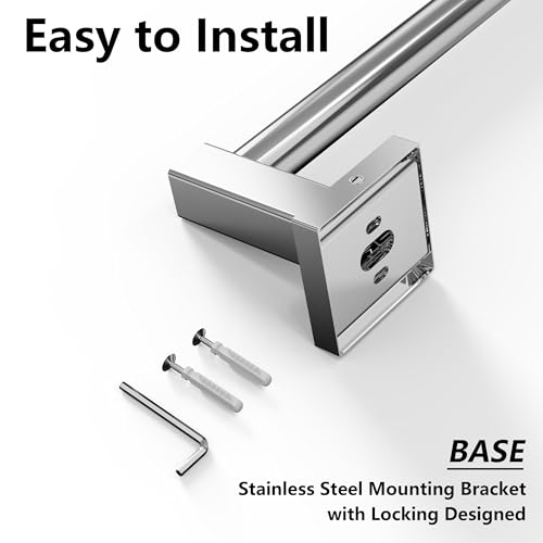 Towel Bar, Towel Racks for Bathroom Wall Mounted, Chrome | Adjustable 12.7 to 23.2 Inch Single Towel Rod, 304 Stainless Steel Towel Holder, Rustproof, Square Base, Heavy Duty, Modern - color: Chrome, size: Wall-Mounted