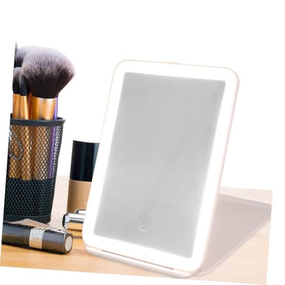 Chic USB Makeup Mirror with Touch Control Portable Foldable Design for Home Desktop and Travel Use Lighted Vanity Mirror for Effortless Makeup Application