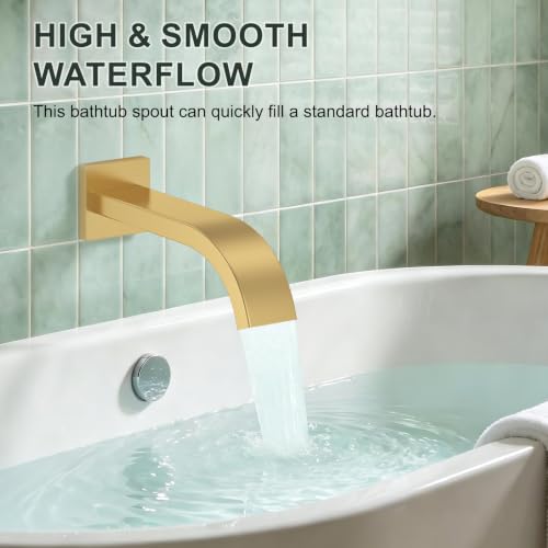 Rain Shower System with Rough-in Valve, Wall Mount Shower Faucet Set with 12" & 6" Dual Rain Shower Heads, 2-in-1 Handheld Shower, Tub Spout, 4-Function Complete Shower Fixture, Brushed Gold - color: Brushed Gold, size: Wall Mount-12"+6" head with Tub Spo