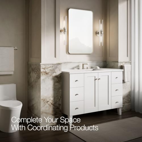 Kohler Essential 24 in. W x 36 in. H Rectangular Framed Wall Mount Bathroom Vanity Mirror in Brushed Nickel - color: Brushed Nickel, size: 36"L x 24"W, style: Rectangle