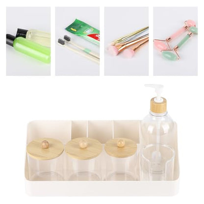 Bathroom Organizers and Storage - 3 Pcs Qtip Holder 1 Set Mouthwash Dispenser with Cup Electric Toothbrush and Toothpaste Holde for Bathroom Accessories Organization Counter Vanity Storage
