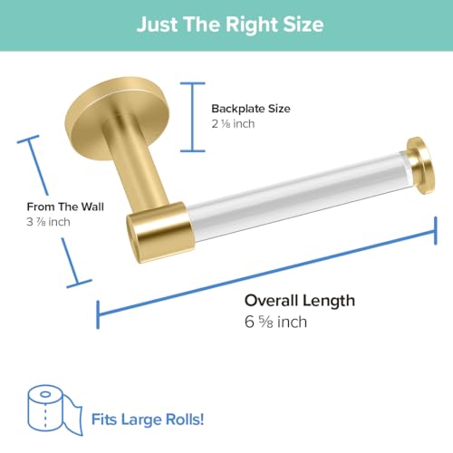 Gatco 5733 Clarion Toilet Paper Holder | Wall Mount Bathroom Accessory, Modern Bathroom Toilet Paper Roll Holder | Crystal-Clear Acrylic & Brushed Brass Finish - color: Acrylic Brushed Brass
