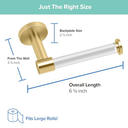 Gatco 5733 Clarion Toilet Paper Holder | Wall Mount Bathroom Accessory, Modern Bathroom Toilet Paper Roll Holder | Crystal-Clear Acrylic & Brushed Brass Finish - color: Acrylic Brushed Brass