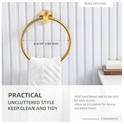 Angle Simple Bathroom Towel Holder, Towel Ring Swivel, Brushed Dark Gold | Solid SUS304 Stainless Steel, Kitchen Dishrag Hanger 7.09", Move Up & Down, Screws Wall Mount - color: Brushed Dark Gold