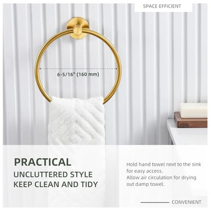 Angle Simple Bathroom Towel Holder, Towel Ring Swivel, Brushed Dark Gold | Solid SUS304 Stainless Steel, Kitchen Dishrag Hanger 7.09", Move Up & Down, Screws Wall Mount - color: Brushed Dark Gold