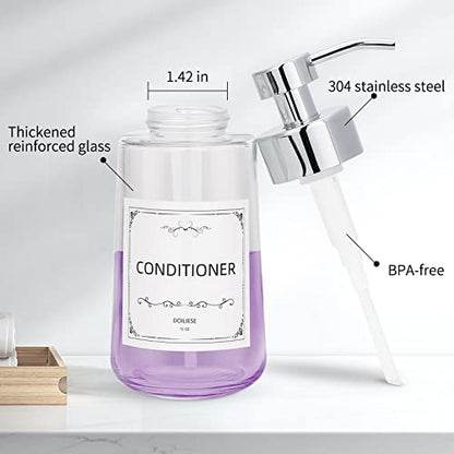 Glass Soap Dispenser 16oz Liquid Hand Soap Dispenser Chrome Pump | Large Capacity, Liquid Soap Pump(No foaming), with Rust Proof Pump Waterproof Labels, Hand Soap for Bathroom, Kitchen, 2 Sets - color: Chrome
