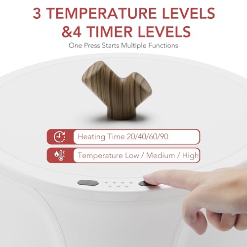 Electactic 20L Large Towel Warmer for Bathroom -Fits Up to Two 40"X70" Oversized Towels, Hot Towel Warmers for Spa with Fragrant Disc Holder,3 Temperatuer Levels,Auto Shut Off - style: LCD Display+Wooden Base