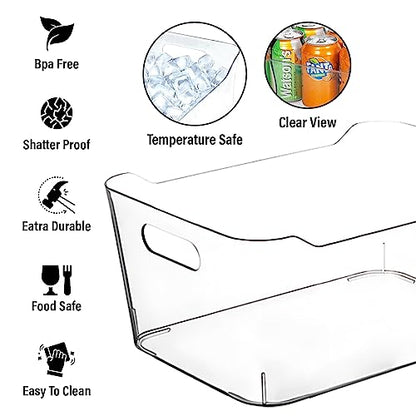 CONTROL KITCHEN Small Clear Plastic Storage Bins, Perfect for Organization or Pantry and, Fridge Organizer, Cabinet Organizers - size: Small