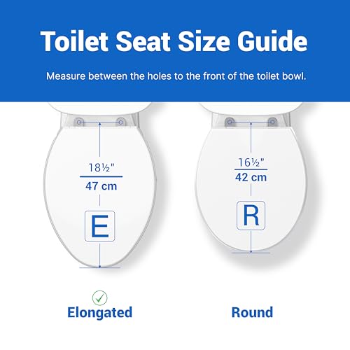Plus Elongated Toilet Seat, Soft Close, White Plastic | No-Slam, Magnetic Quick-Release, Easy Clean, Easy Installation, SecureGrip Bumpers, Wobble-Free, Adjustable Fit - size: Elongated