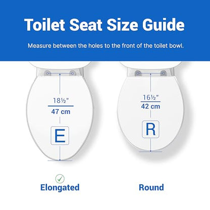 Plus Elongated Toilet Seat, Soft Close, White Plastic | No-Slam, Magnetic Quick-Release, Easy Clean, Easy Installation, SecureGrip Bumpers, Wobble-Free, Adjustable Fit - size: Elongated