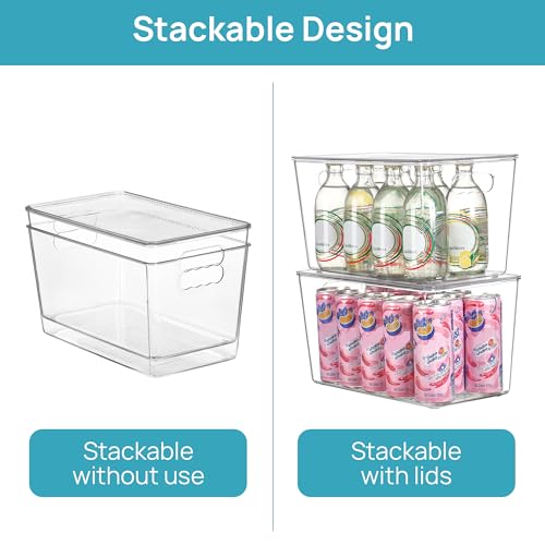 Vtopmart 8 Pack Clear Stackable Storage Bins with Lids, XLarge | BPA-free Plastic, Organize Vertically, For Pantry Kitchen Fridge Cabinet Closet Bathroom, Built to Last, Easy to Move - size: XL(13"L x 7.4"W x 7"H)