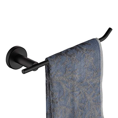 JQK Black Hand Towel Holder, Stainless Steel Towel Bar for Bathroom, 9 Inch Necklace Holder Matte Black Wall Mount, TR100-PB - color: Black, size: 9 Inch (Right)