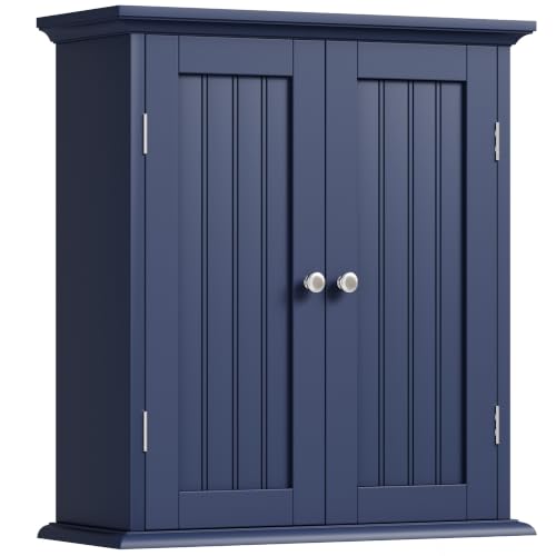 ChooChoo Bathroom Wall Cabinet with 2 Doors, Over The Toilet | 8.8"D x 21.1"W x 24"H, Medicine Cabinet, Adjustable Shelves, Cupboard, Navy Blue - color: Navy Blue, size: 8.8"D x 21.1"W x 24"H