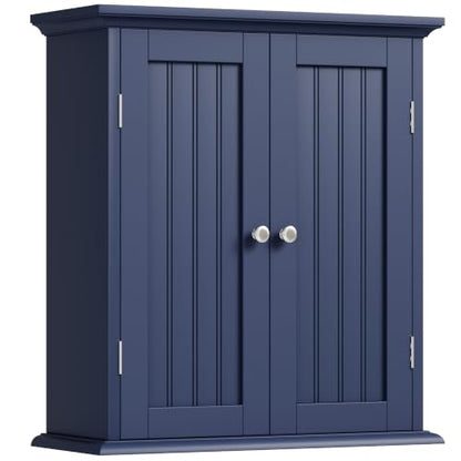 ChooChoo Bathroom Wall Cabinet with 2 Doors, Over The Toilet | 8.8"D x 21.1"W x 24"H, Medicine Cabinet, Adjustable Shelves, Cupboard, Navy Blue - color: Navy Blue, size: 8.8"D x 21.1"W x 24"H