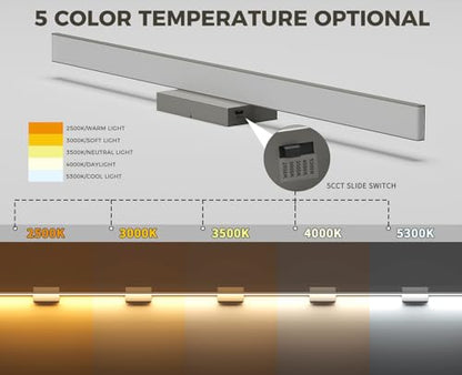 JUSHENG Brushed Nickel Vanity Lights 5CCT Dimmable Vanity Light Bar LED Bathroom Light Fixtures 39.37'' Inch 36W - color: Brushed Nickel-5CCT, size: 39.76'' Long-Dimmable