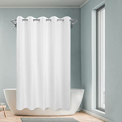 River Dream No Hook Long Shower Curtain or Liner Soft Microfiber - 75" Length Fabric Shower Curtain Liner Set, Machine Washable & Water Repellent, White, 71x77 - color: White, size: 71"W x 77"L (Pack of 1)