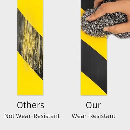 SWRT 2 Inch x 110FT Black & Yellow Hazard Tape Warning Safety Stripe Tape for Floor Marking, Strong Adhesive Wear Resistance Warterproof Caution Tape Roll Ideal for Walls, Floors, Pipes and Equipment