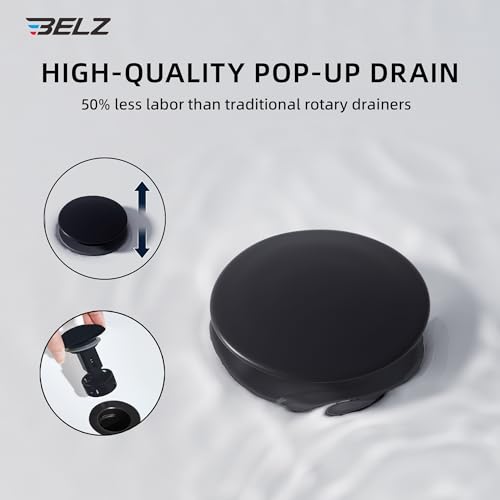 BELZ Black Bathroom Faucet, Lead-Free for 1 or 3 Hole 4" Vanity Sink | NSF372 Compliant,Anti-peeling PVD Finish,Includes Pop-up Drain & Hoses,Single Handle Modern Design, Easy DIY Install - color: Matte Black