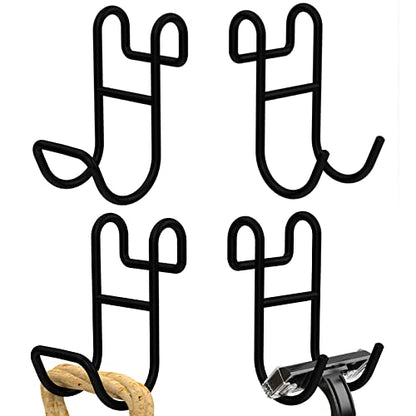 Shower Caddy Hooks, Razor Hanger for Shelf and Loofah (Black - 2 Closed 2 Open) - color: Black - 2 Closed 2 Open