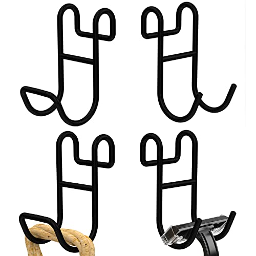 Shower Caddy Hooks, Razor Hanger for Shelf and Loofah (Black - 2 Closed 2 Open) - color: Black - 2 Closed 2 Open