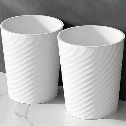 Bathroom Trash Can 1.8 Gallon Small Waste Basket Garbage Can for Dorm Kitchen Toilet Office Bedroom, 2 Pack White - color: White