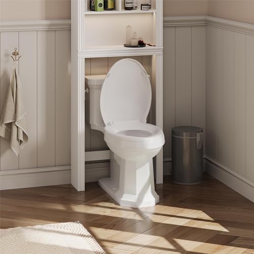 19 Inch Elongated Toilet Seat, Durable PP Construction, Full Flat Design with Plain Cover, Quick-Release Hinges for Easy Removal, Easy Clean White Finish, Fits Most Standard Elongated Toilets - size: Elongated full flat toilet seat
