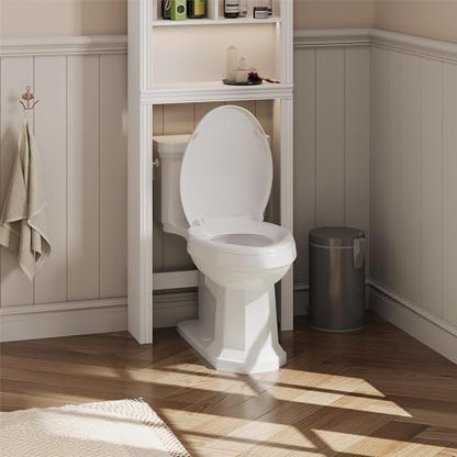 19 Inch Elongated Toilet Seat, Durable PP Construction, Full Flat Design with Plain Cover, Quick-Release Hinges for Easy Removal, Easy Clean White Finish, Fits Most Standard Elongated Toilets - size: Elongated full flat toilet seat