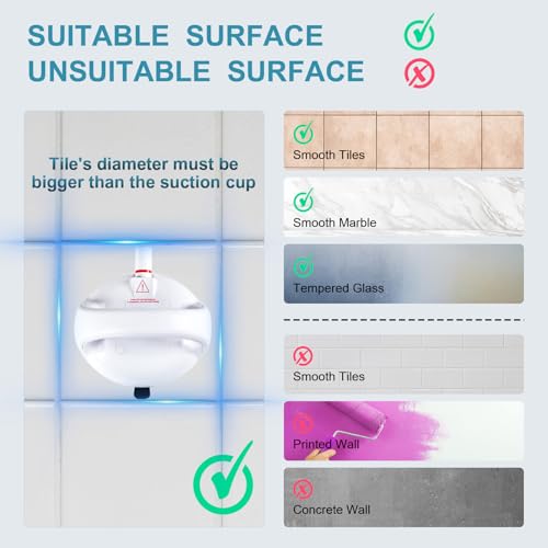 Upgraded Suction Shower Grab Bar, Extra Strong 418lb Suction Handle for Bathtubs, Showers, and Toilets, Safety for Elderly/Seniors, White, 2 Pack