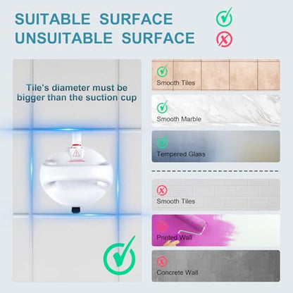 Upgraded Suction Shower Grab Bar, Extra Strong 418lb Suction Handle for Bathtubs, Showers, and Toilets, Safety for Elderly/Seniors, White, 2 Pack