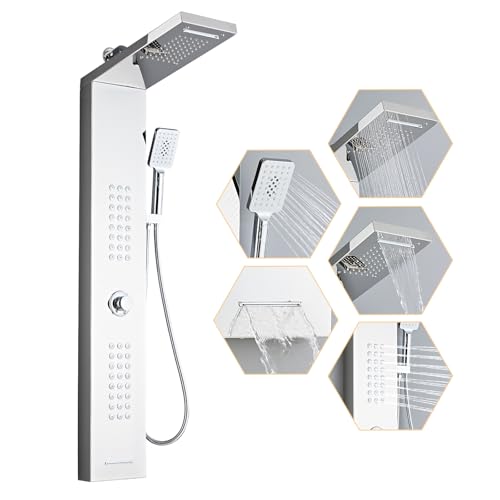 Lengthened Shower Panel Tower System Rainfall Waterfall Shower | Rain Shower Head Handheld High Pressure Rain Massage System(Silver) - color: Silver, style: Upgrade and lengthen