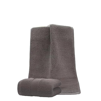JININQ 2 Piece 100% Cotton Soft Hand Towels 13.4" x 29.5",Premium Face Towels Set for Bathroom,Gym,Home(Grey) - color: Grey