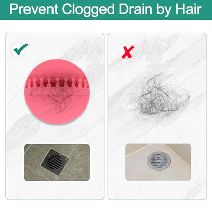 2pcs Shower Hair Catcher Wall, Suction Hair Collector for Shower, Reusable Silicone Grabber Catcher Trap for Drain Bath (Pink) - color: Pink