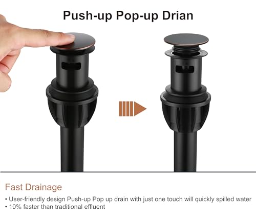 Oil Rubbed Bronze 4 Inch Centerset Bathroom Faucet 3 Hole with Drain,2 Pack | Derengge High Arc Classic 2-Handle Bathroom Faucet, Vanity Lavatory Faucet with 360° Swivel Spout，F-4501-ORB - color: Oil Rubbed BronzeX2