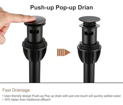 Oil Rubbed Bronze 4 Inch Centerset Bathroom Faucet 3 Hole with Drain,2 Pack | Derengge High Arc Classic 2-Handle Bathroom Faucet, Vanity Lavatory Faucet with 360° Swivel Spout，F-4501-ORB - color: Oil Rubbed BronzeX2