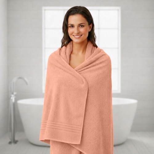 8 Piece Bath Towels for Bathroom - 100% Cotton, Soft Absorbent Bathroom Towels Set - 2 Extra Large Bath Towels, 2 Hand Towels & 4 Washcloths - Hotel Spa Thick Plush Towel, Peach - color: Peach (Pack of 8)