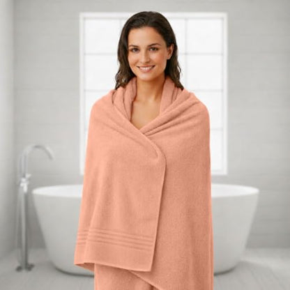 8 Piece Bath Towels for Bathroom - 100% Cotton, Soft Absorbent Bathroom Towels Set - 2 Extra Large Bath Towels, 2 Hand Towels & 4 Washcloths - Hotel Spa Thick Plush Towel, Peach - color: Peach (Pack of 8)