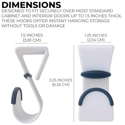 Black Duck Brand Over-the-Door Hooks – Heavy Duty Plastic Door Hangers with Non-Slip Rubber Grips – Fits Most Standard Doors – No Tools or Drilling – Ideal for Towels, Robes, Bags, and Coats