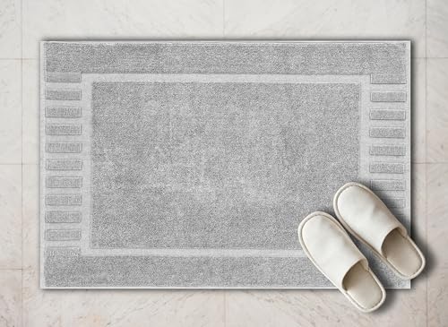 White Classic Luxury Bath Mat Floor Towel Set - Absorbent Cotton Hotel Spa Shower/Bathtub Mats [Not a Bathroom Rug] 22"x34" | 2 Pack | Dolphin Grey - color: Dolphin Grey