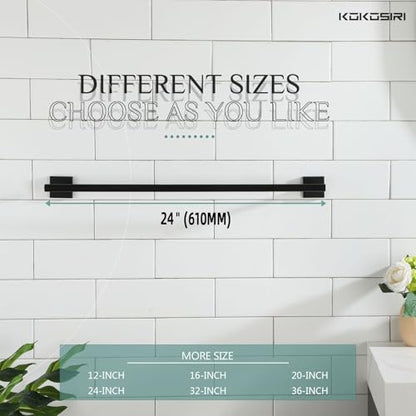 KOKOSIRI Towel Rails Bathroom Towel Bars Matte Black 24 Inch Bath Towel Holder for Cabinet Kitchen Wall Stainless Steel B4005BK-L24 - color: Matte Black, size: 24-Inch